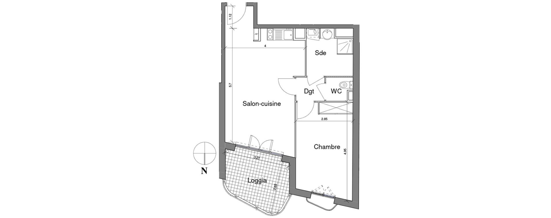 Appartement T2 de 45,07 m2 &agrave; Toulon Saint jean du var