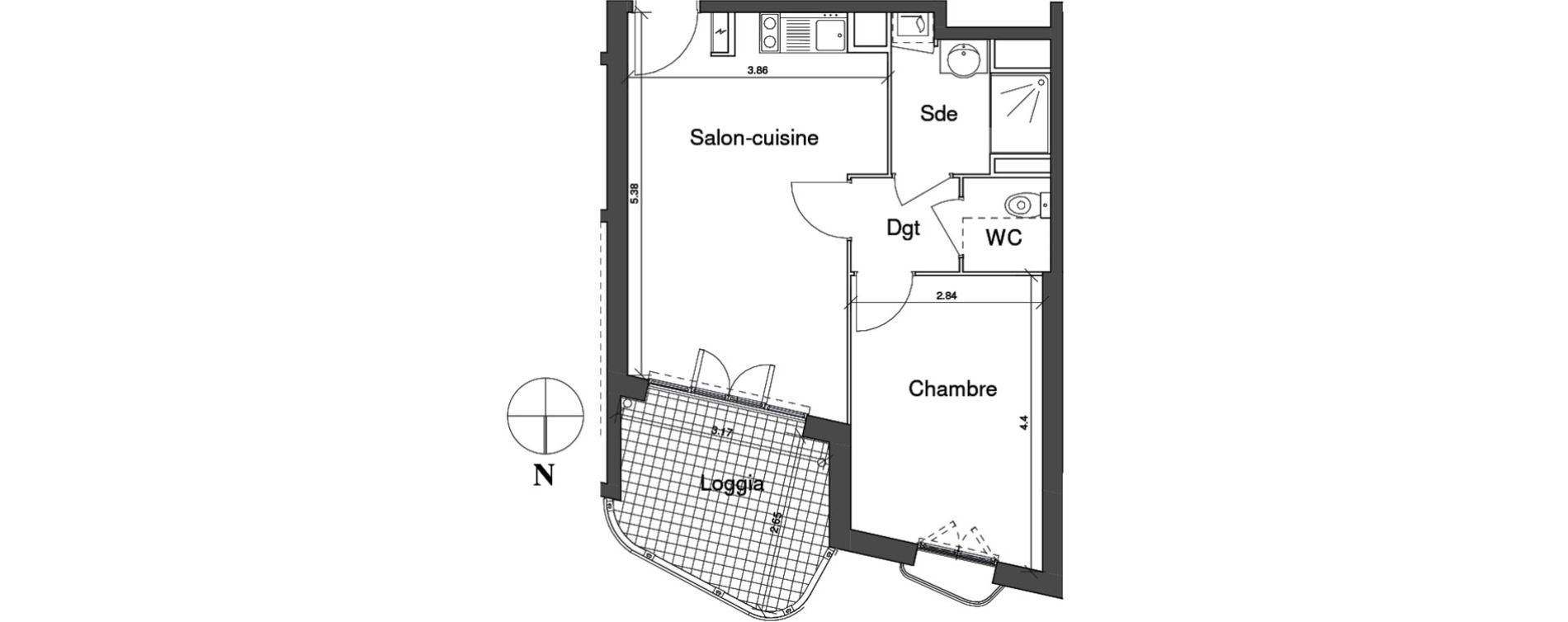 Appartement T2 de 39,65 m2 &agrave; Toulon Saint jean du var