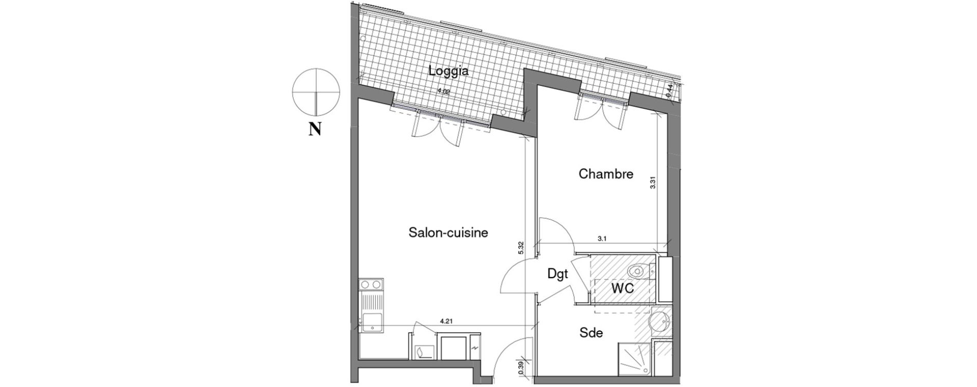 Appartement T2 de 43,86 m2 &agrave; Toulon Saint jean du var