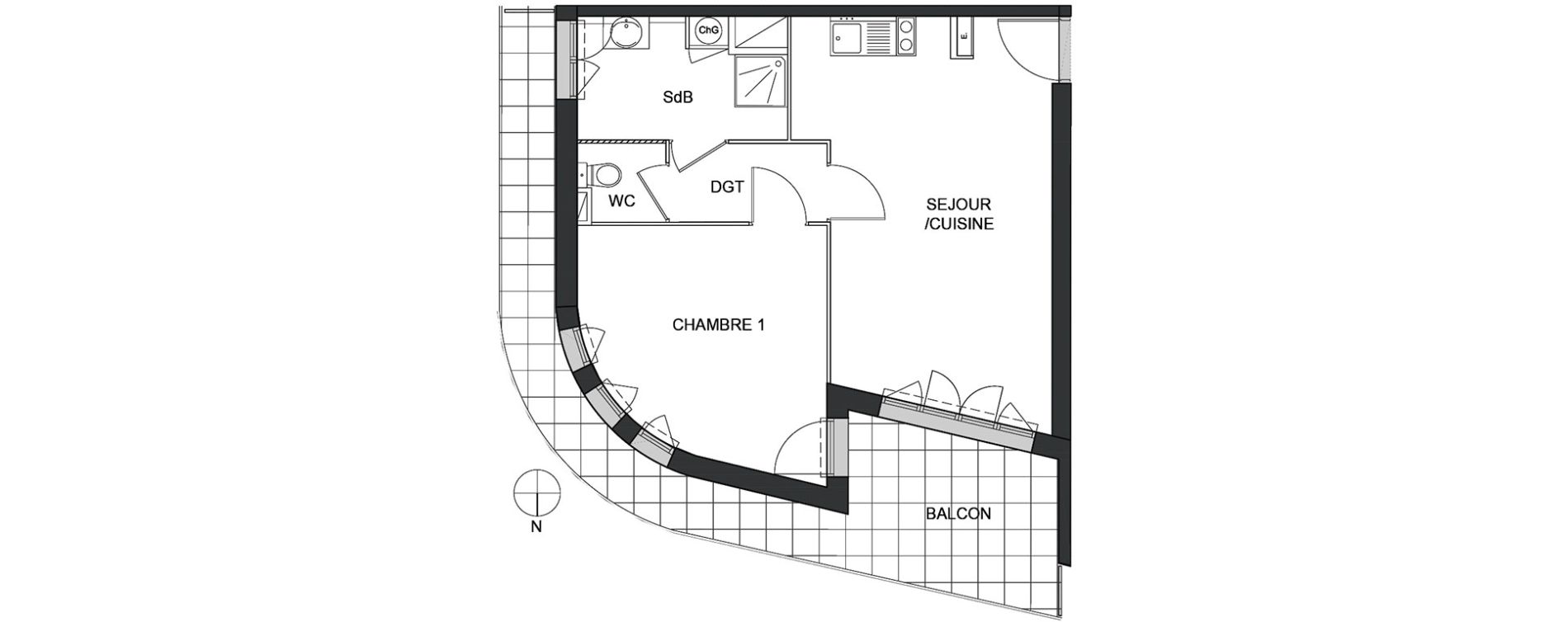Appartement T2 de 43,29 m2 &agrave; Toulon Saint jean du var