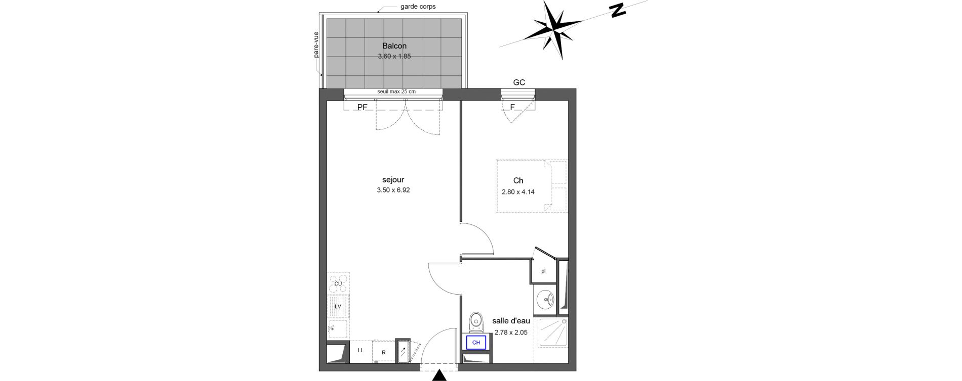 Appartement T2 de 42,00 m2 &agrave; Toulon Le faron