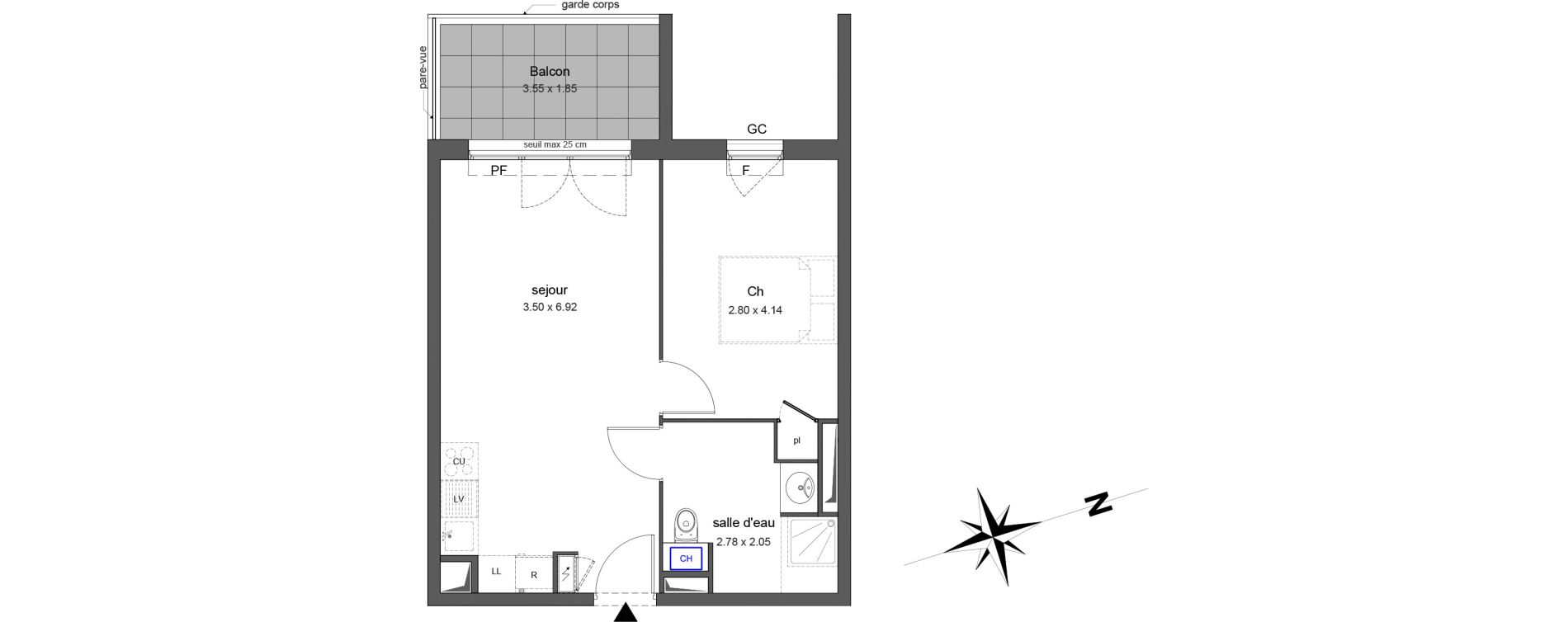 Appartement T2 de 42,20 m2 &agrave; Toulon Le faron