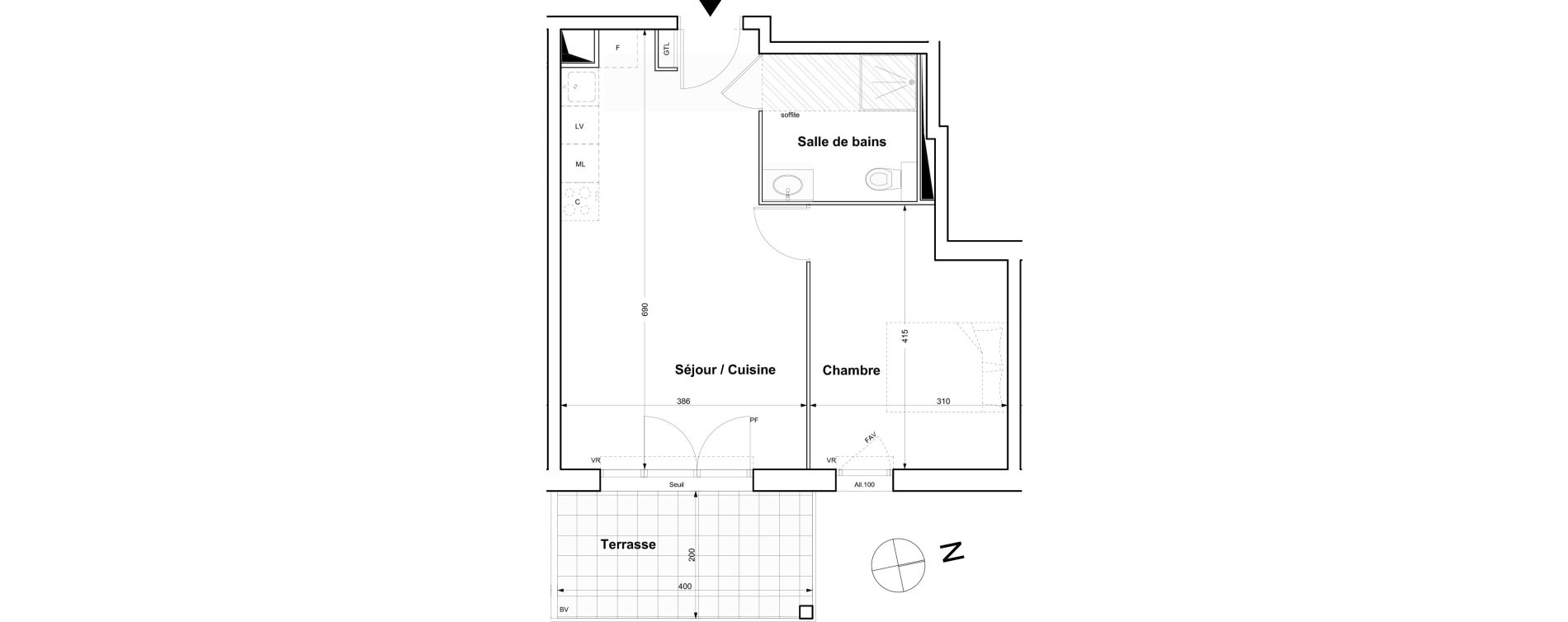 Appartement T2 de 41,51 m2 &agrave; Toulon Le faron