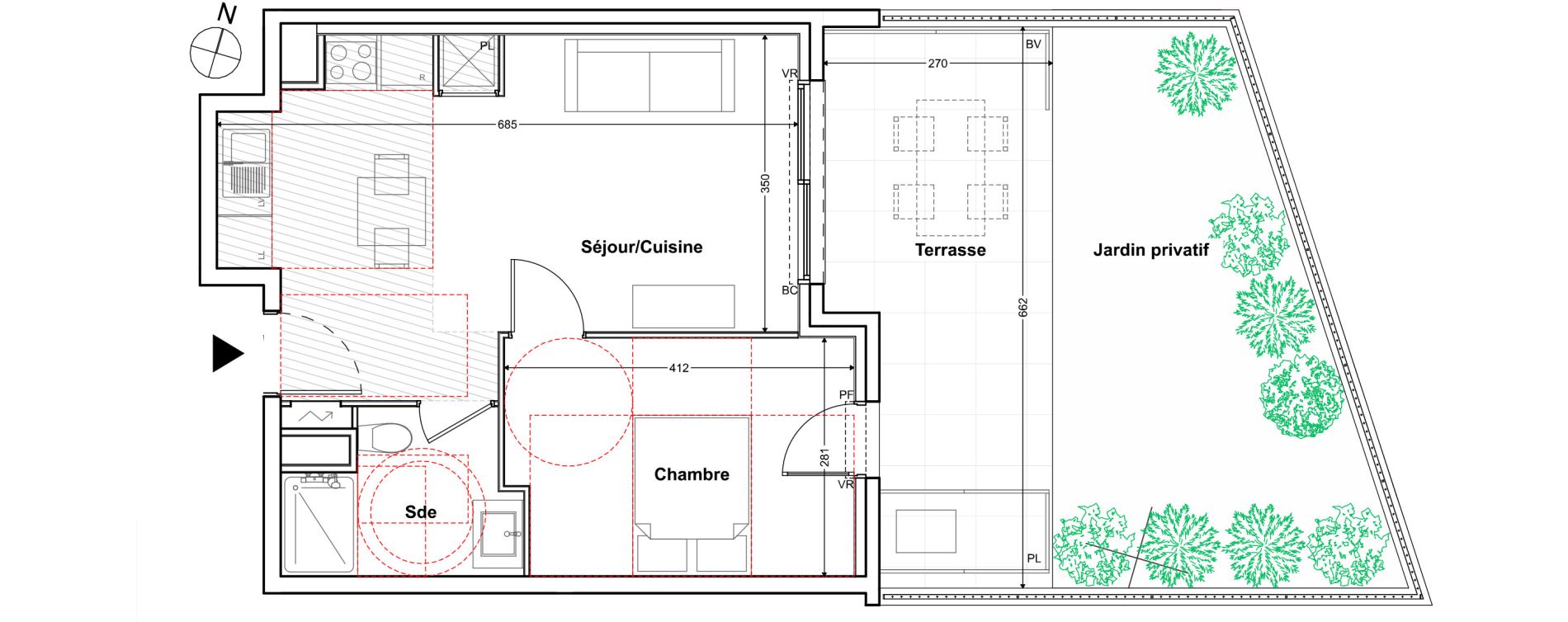 Appartement T2 de 40,36 m2 &agrave; Toulon Cap brun