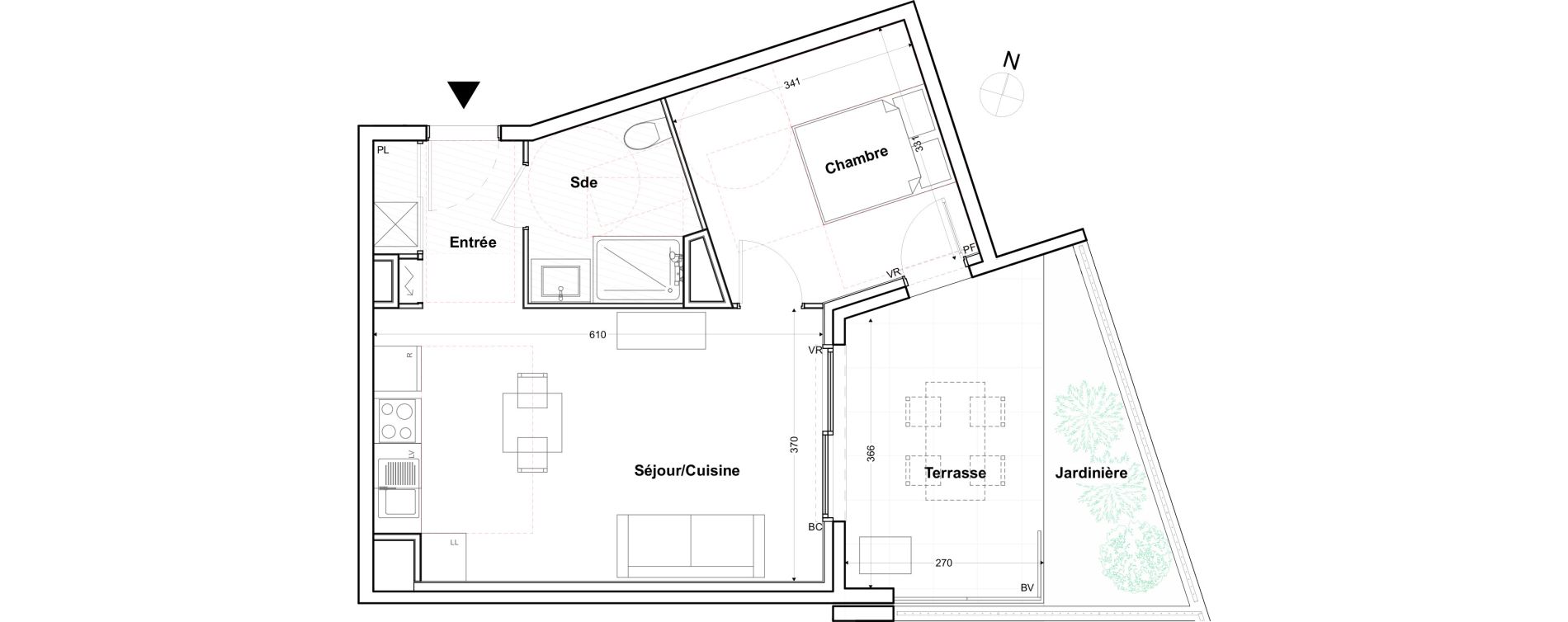 Appartement T2 de 42,63 m2 &agrave; Toulon Cap brun