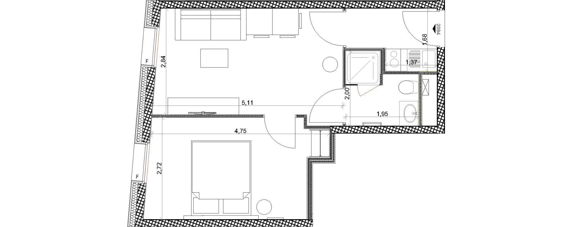 Appartement T2 de 33,17 m2 &agrave; Toulon Centre