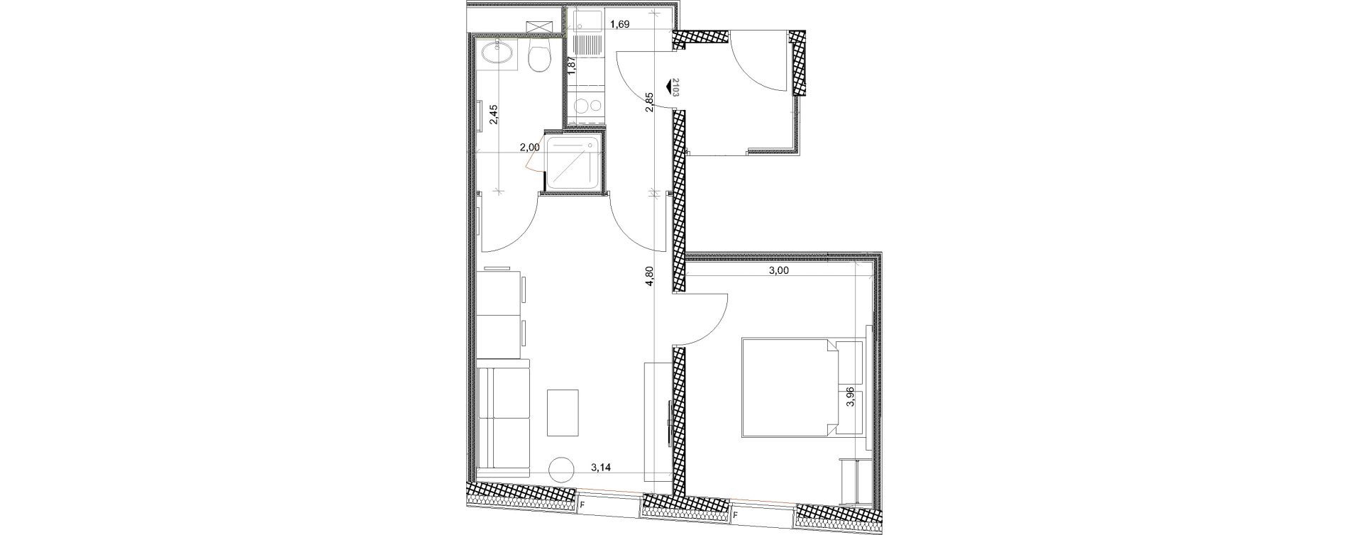 Appartement T2 de 34,52 m2 &agrave; Toulon Centre