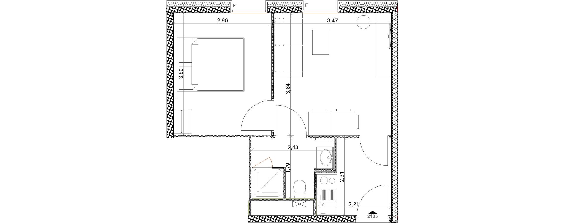 Appartement T2 de 31,28 m2 &agrave; Toulon Centre