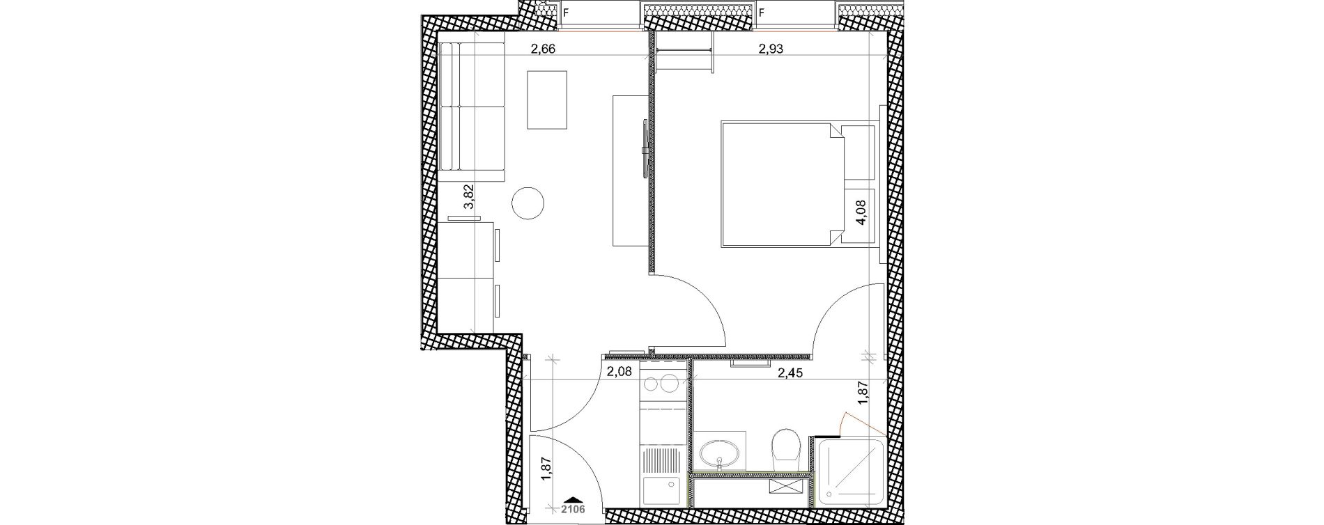 Appartement T2 de 30,26 m2 &agrave; Toulon Centre