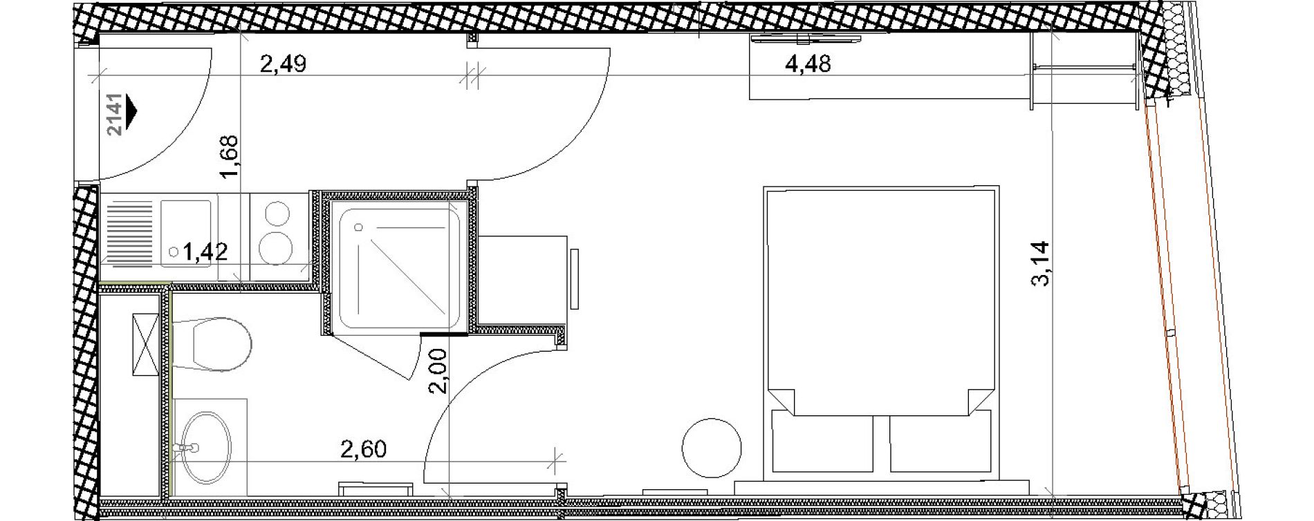 Appartement T1 de 21,27 m2 &agrave; Toulon Centre