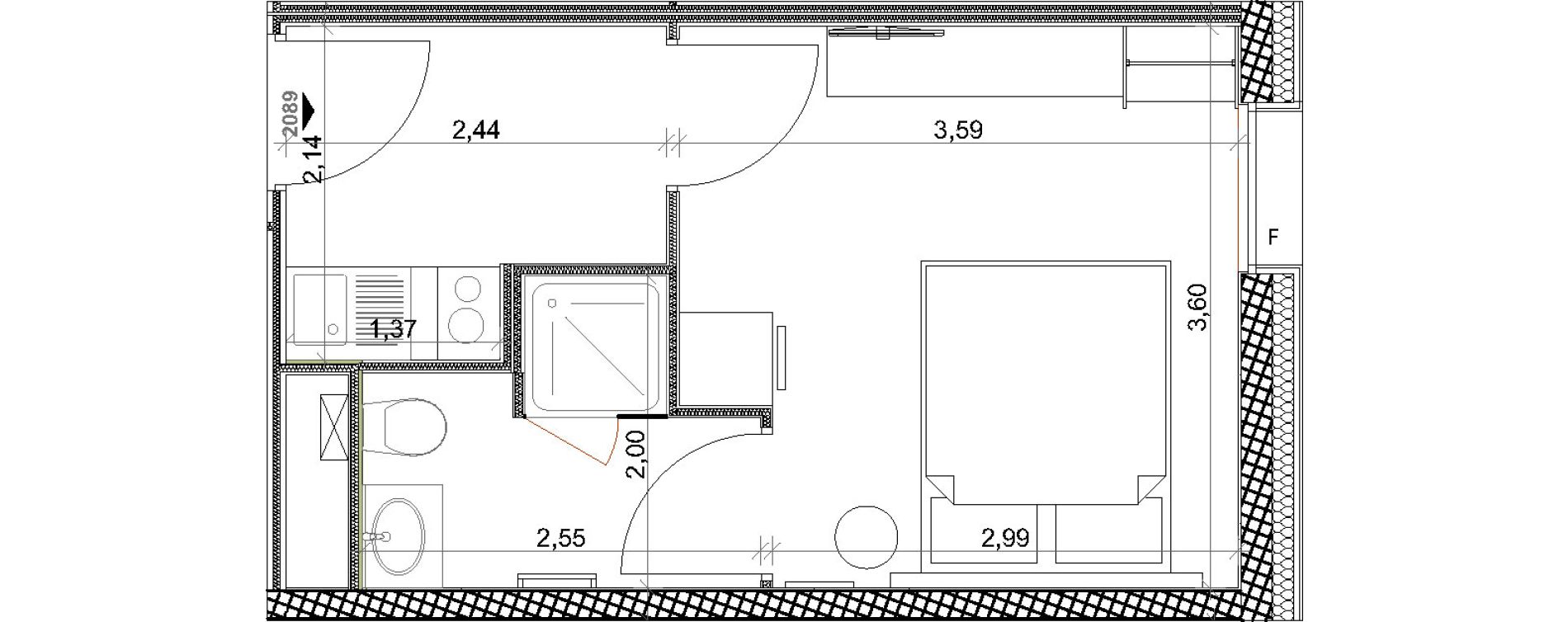 Appartement T1 de 20,66 m2 &agrave; Toulon Centre