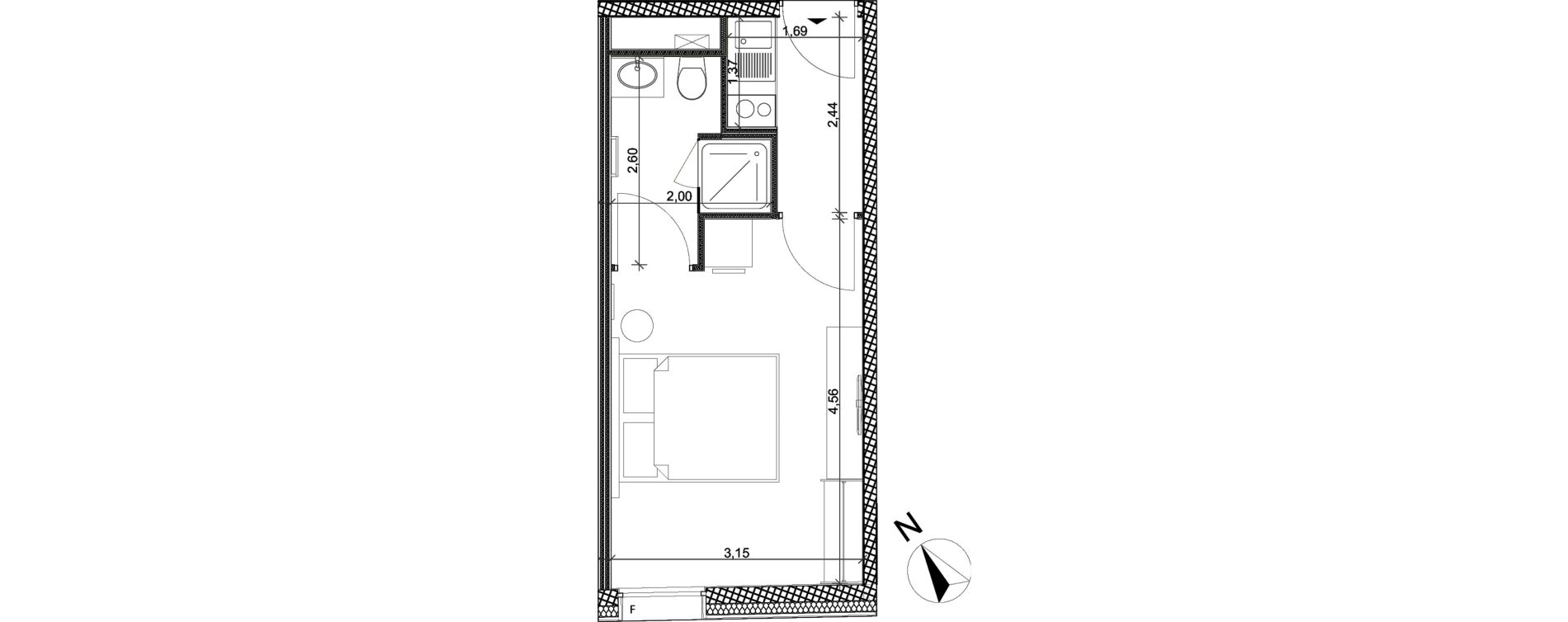 Appartement T1 de 21,06 m2 &agrave; Toulon Centre