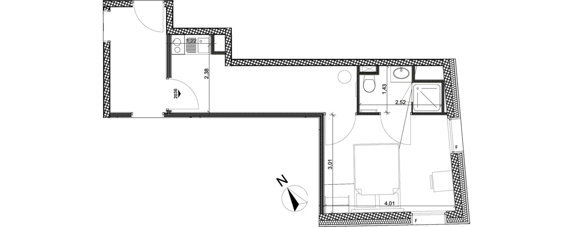 Appartement T1 de 25,80 m2 &agrave; Toulon Centre