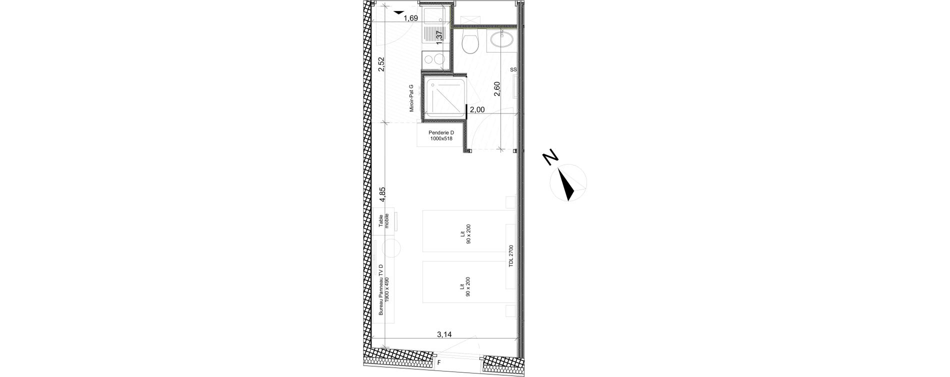 Appartement T1 de 22,23 m2 &agrave; Toulon Centre