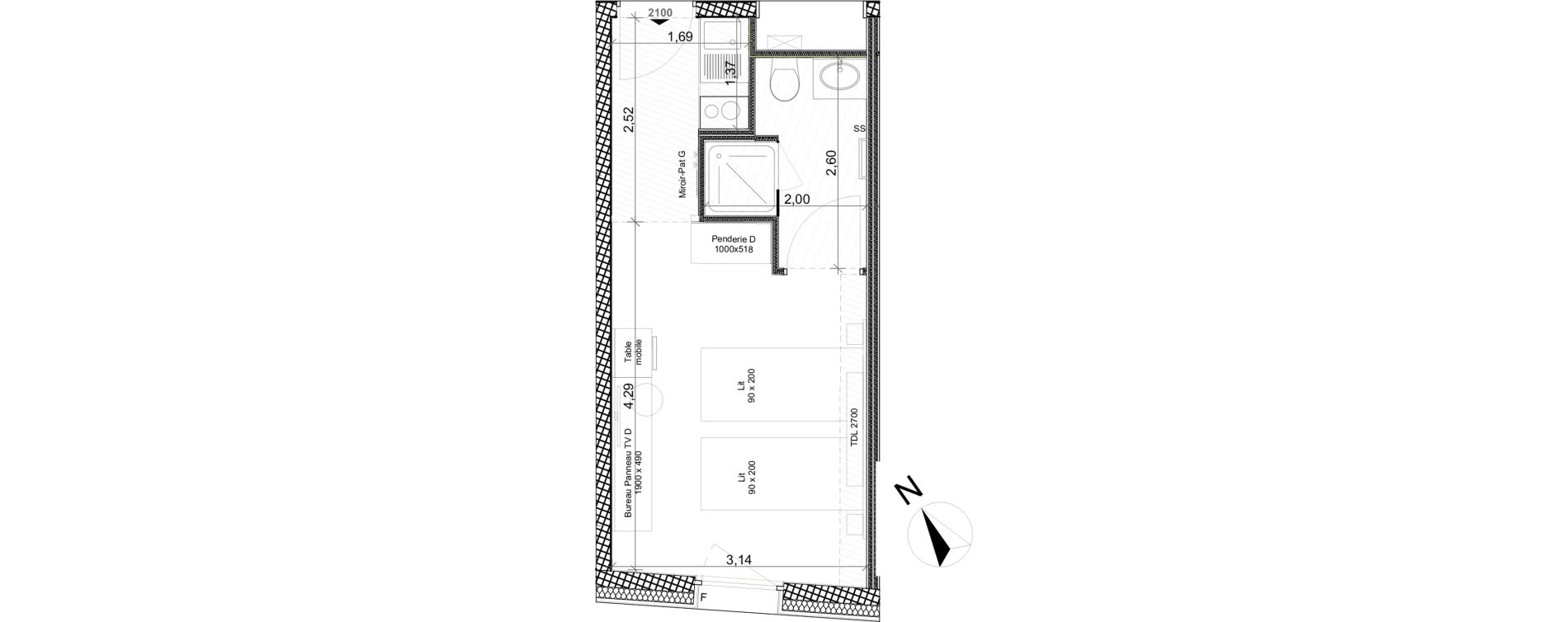 Appartement T1 de 20,47 m2 &agrave; Toulon Centre