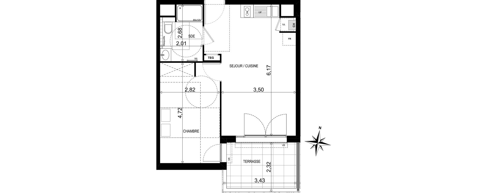 Appartement T2 de 41,18 m2 &agrave; Toulon Brunet - font pre