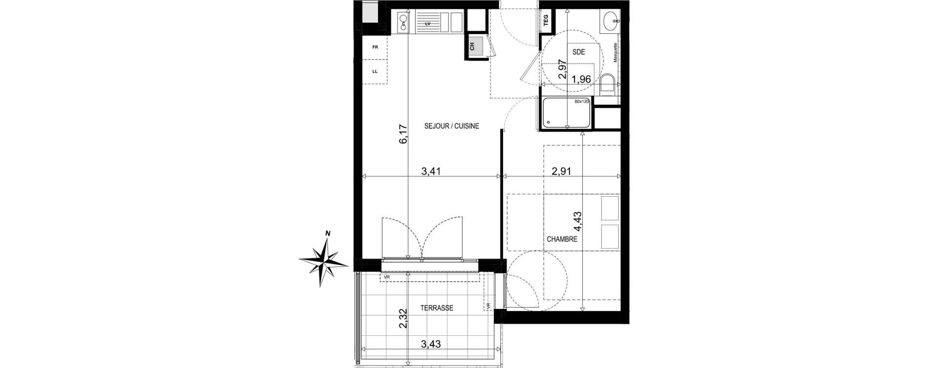 Appartement T2 de 40,86 m2 &agrave; Toulon Brunet - font pre