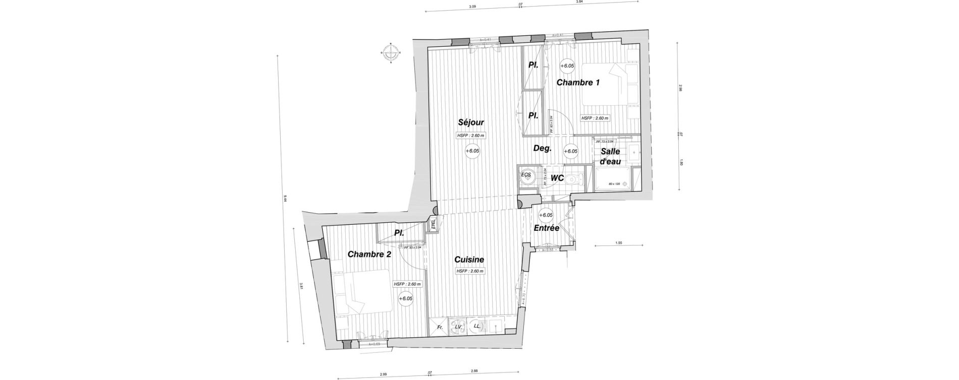 Appartement T3 de 60,03 m2 à Avignon Place pie