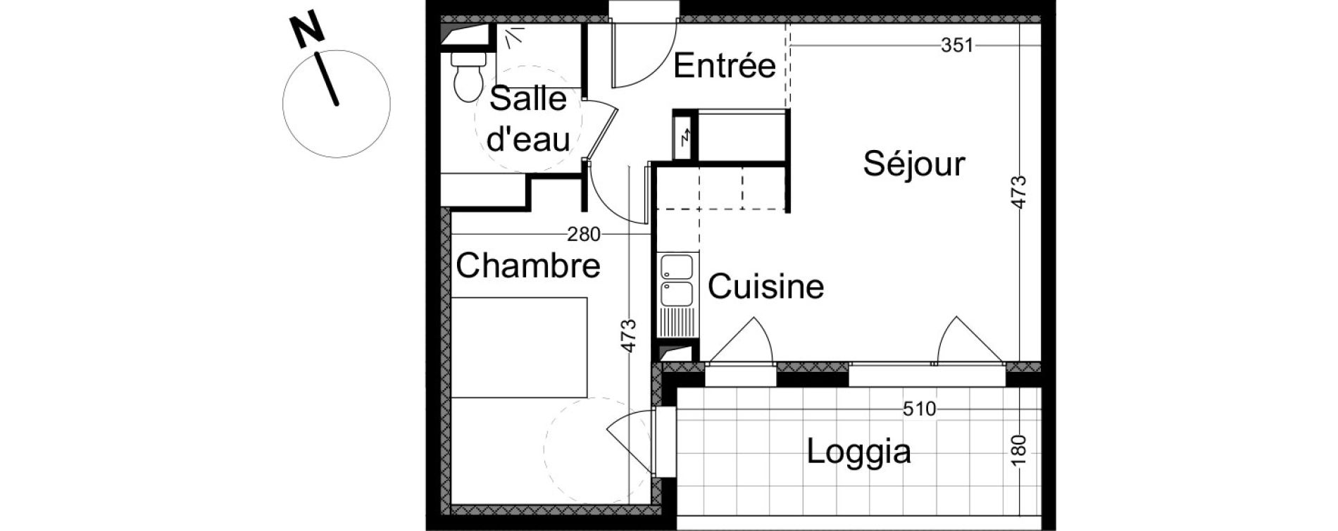 Appartement T2 de 43,20 m2 &agrave; Avignon Zac bel air
