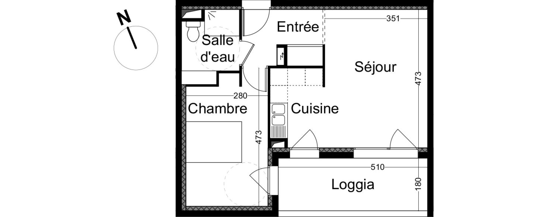 Appartement T2 de 43,20 m2 &agrave; Avignon Zac bel air
