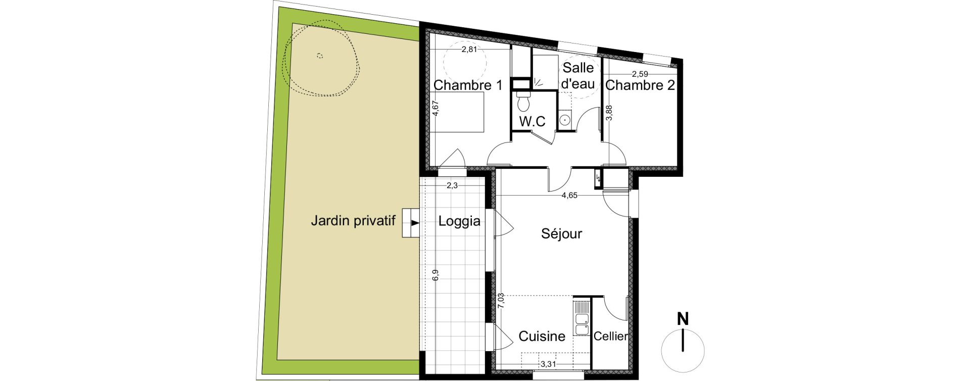 Appartement T3 de 65,80 m2 &agrave; Avignon Zac bel air