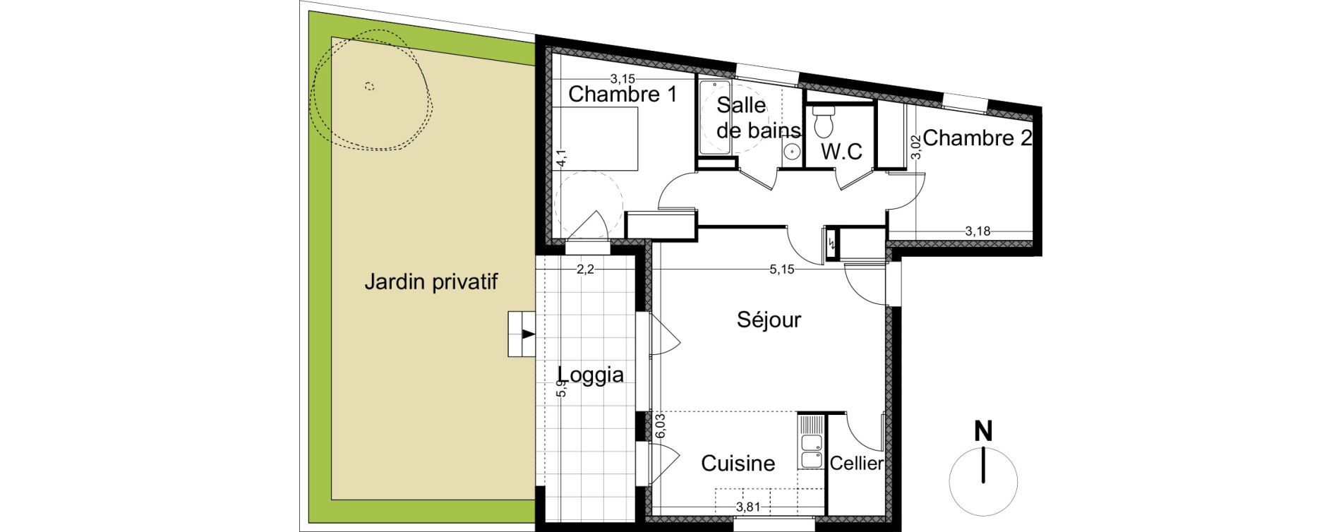 Appartement T3 de 64,30 m2 &agrave; Avignon Zac bel air