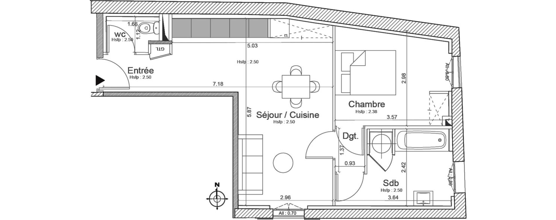 Appartement T2 de 43,64 m2 &agrave; Avignon Place pie