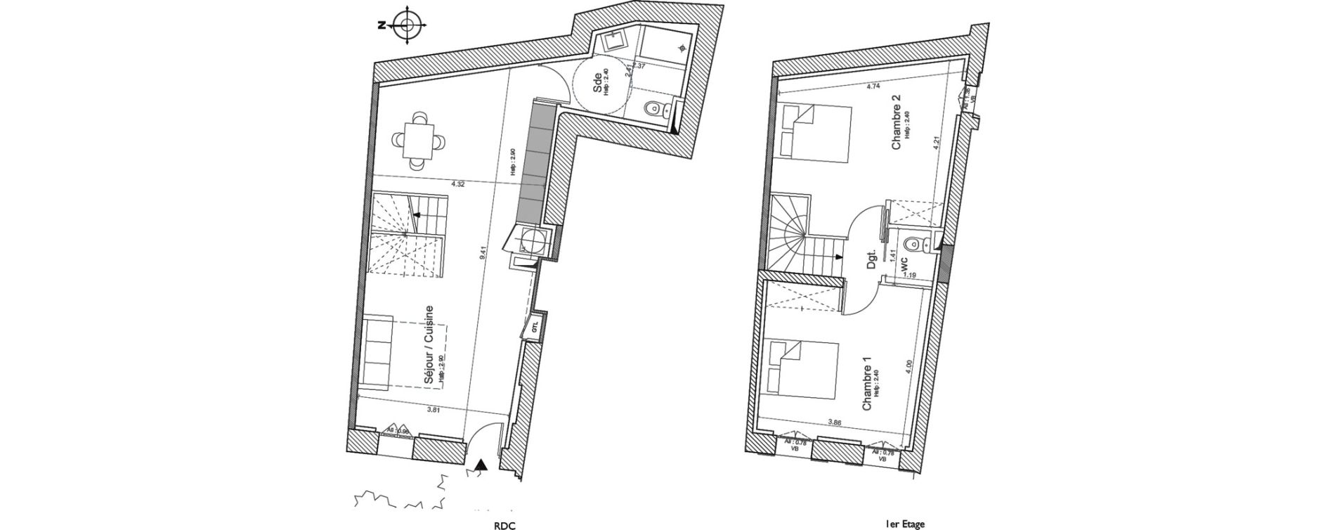 Duplex T3 de 75,18 m2 &agrave; Avignon Place pie