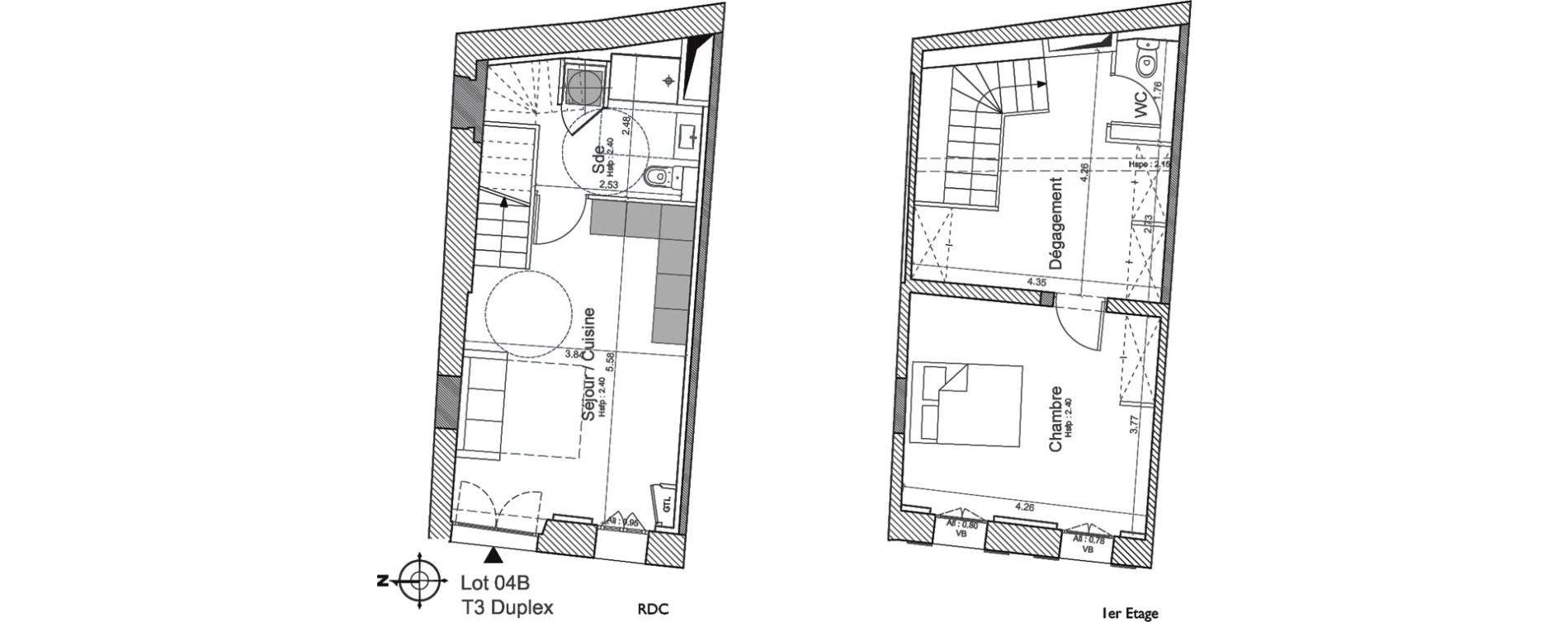 Duplex T2 de 54,41 m2 &agrave; Avignon Place pie