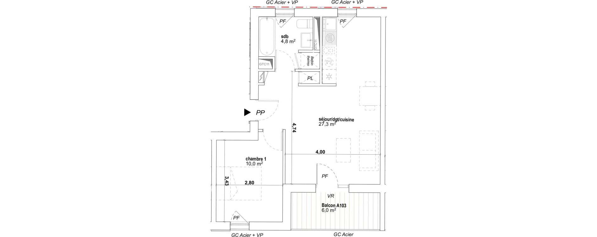 Appartement T2 de 42,10 m2 &agrave; Avignon Montfavet