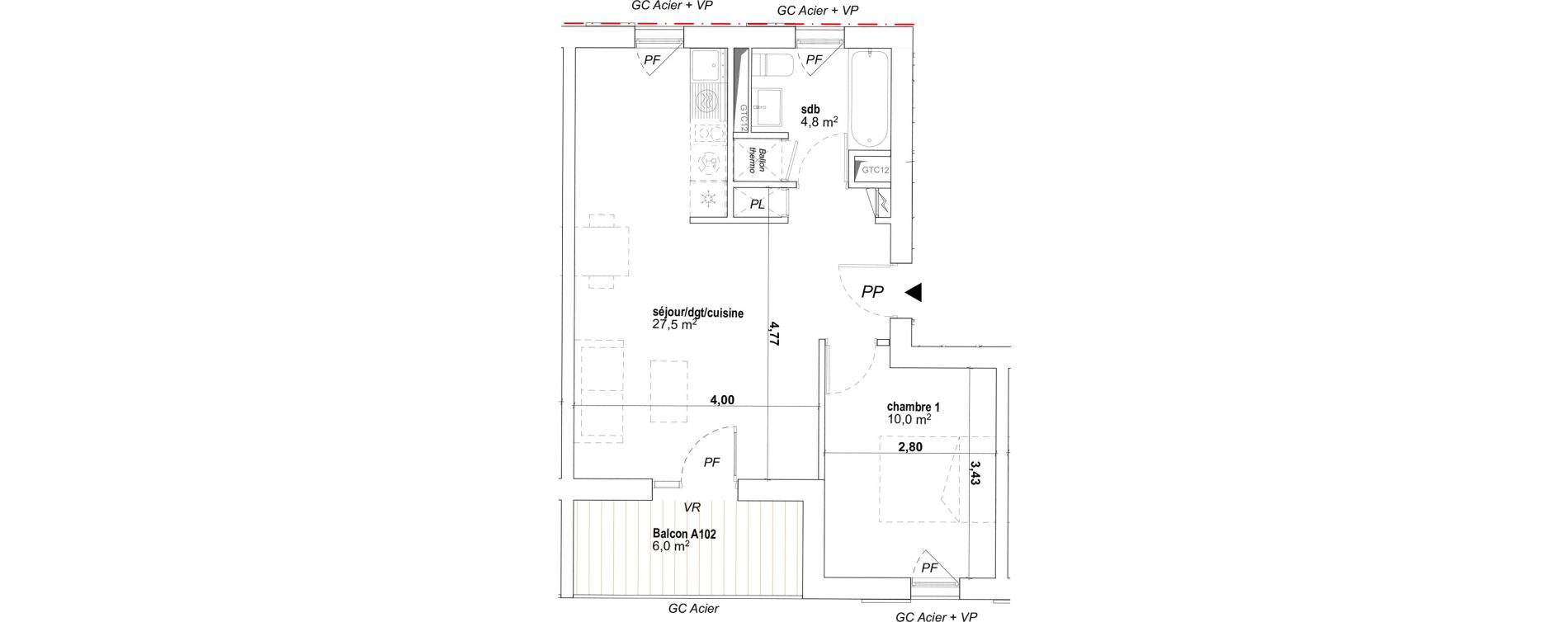 Appartement T2 de 42,30 m2 &agrave; Avignon Montfavet