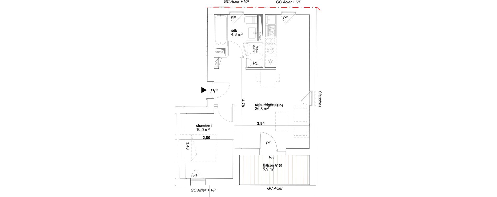 Appartement T2 de 41,60 m2 &agrave; Avignon Montfavet