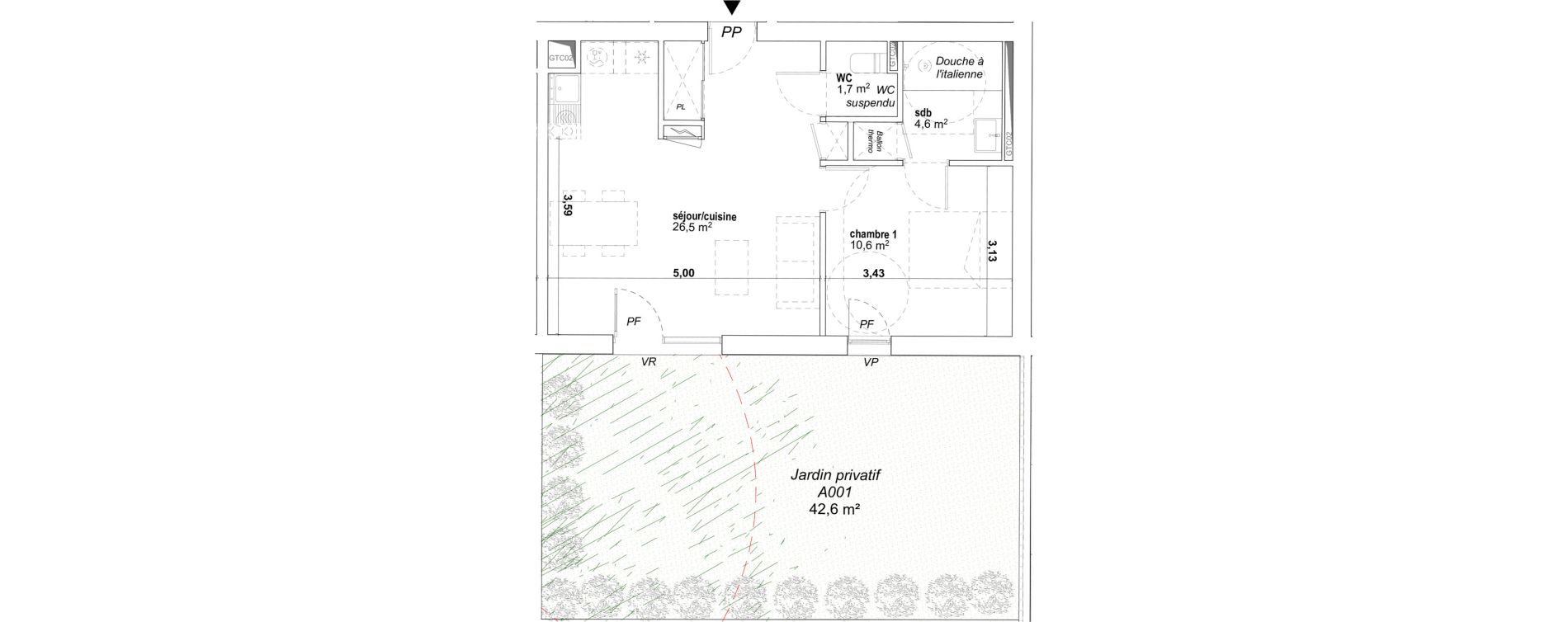 Appartement T2 de 42,50 m2 &agrave; Avignon Montfavet