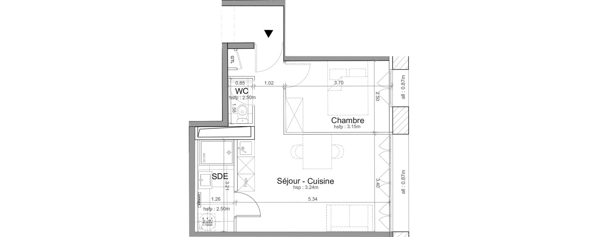 Appartement T2 de 37,26 m2 &agrave; Avignon Vernet