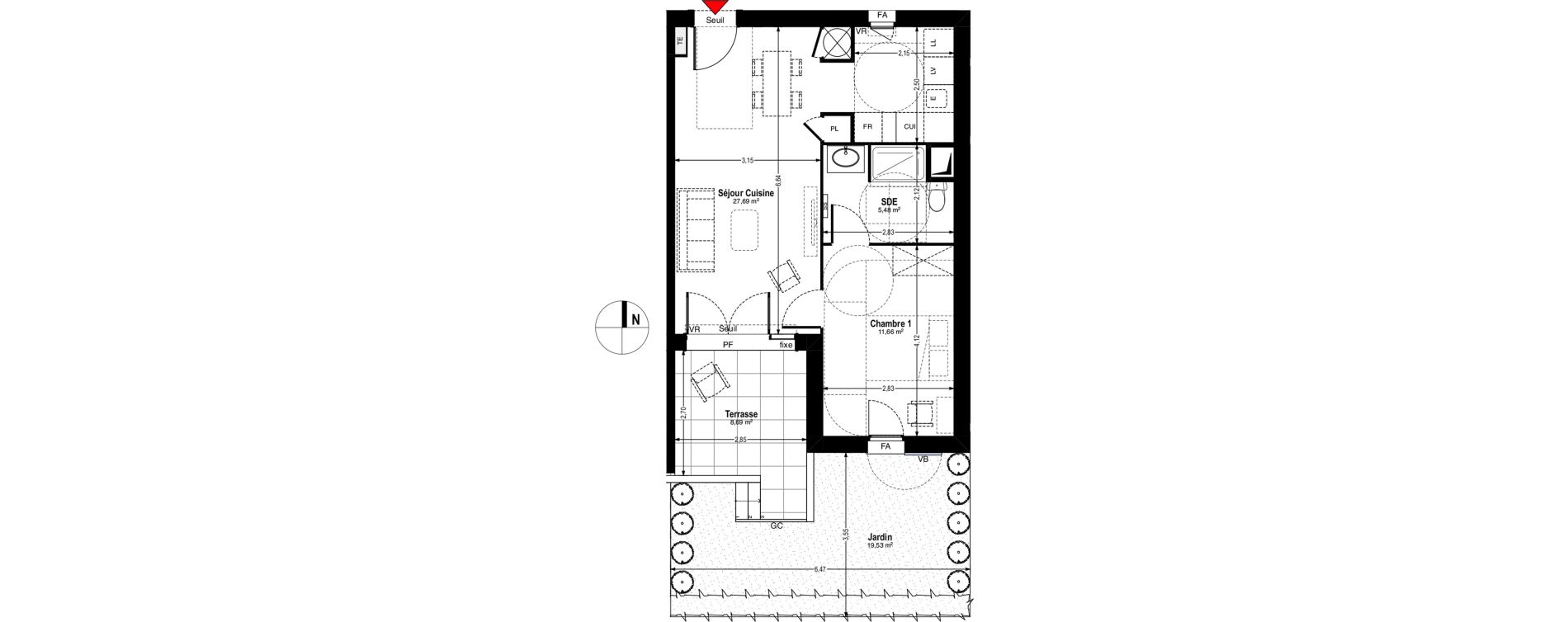 Appartement T2 de 44,83 m2 &agrave; Avignon Joly jean