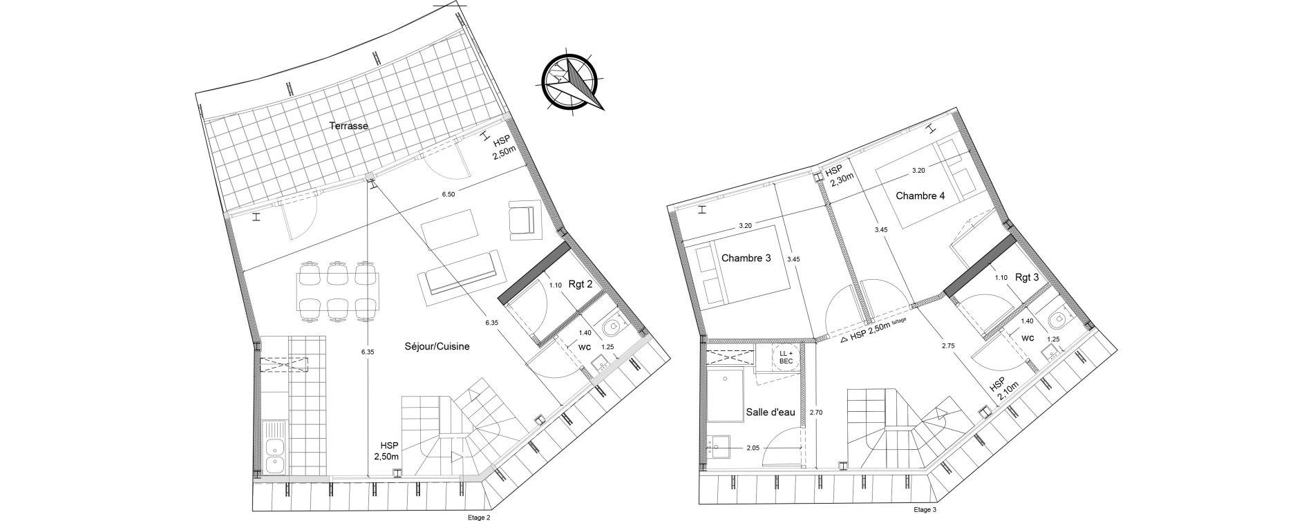 Duplex T5 de 125,50 m2 &agrave; Avignon Intra muros