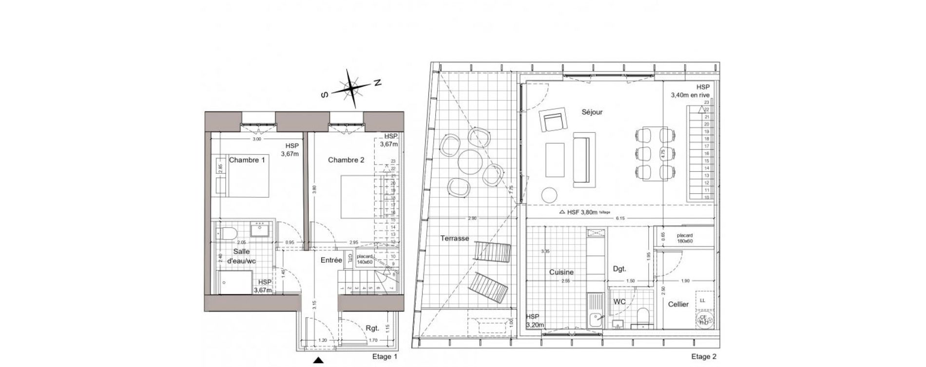 Duplex T3 de 78,80 m2 &agrave; Avignon Intra muros