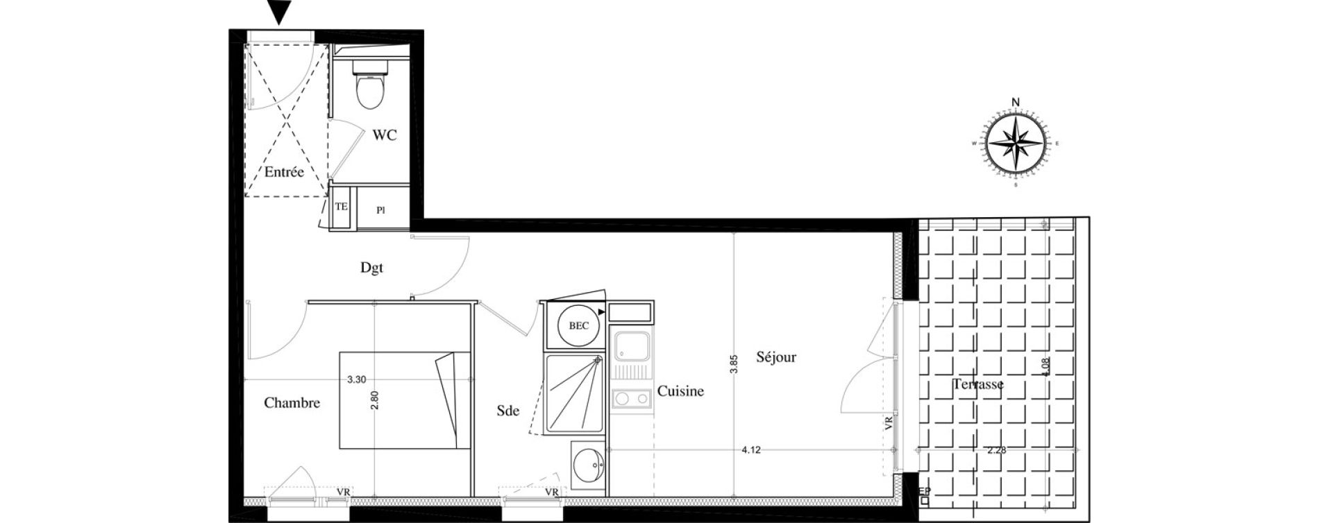 Appartement T2 de 41,35 m2 &agrave; Avignon Montfavet