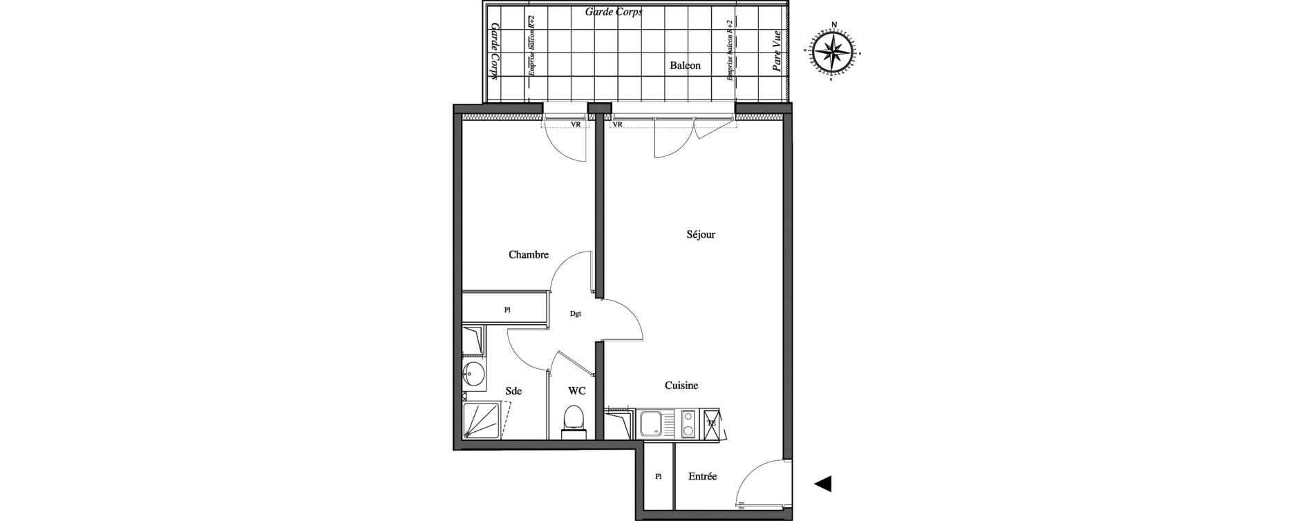 Appartement T2 de 44,35 m2 &agrave; Avignon Montfavet
