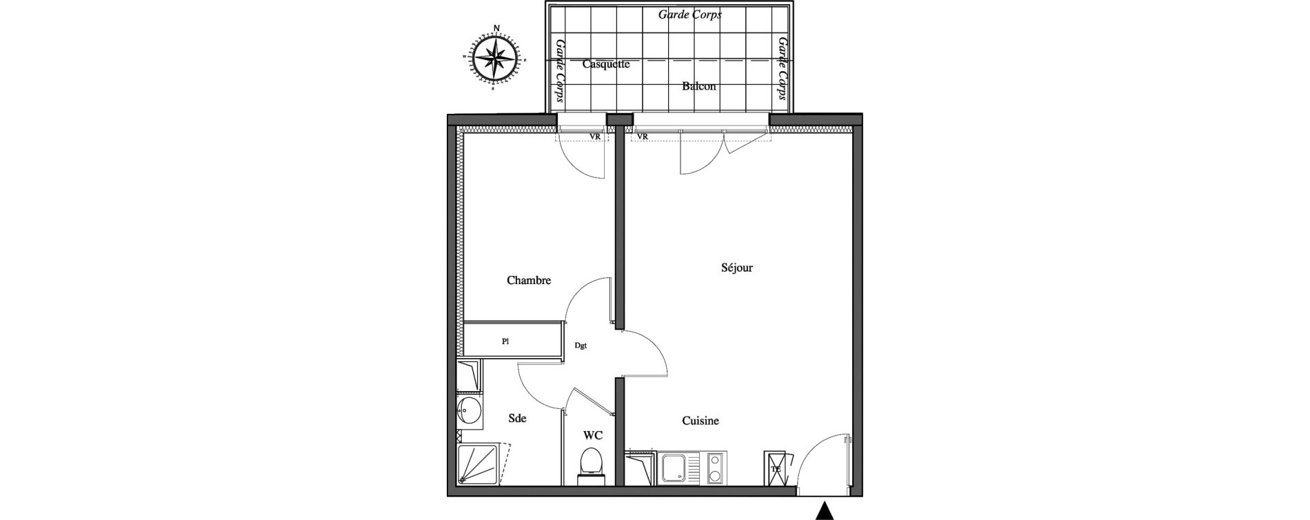 Appartement T2 de 44,75 m2 &agrave; Avignon Montfavet