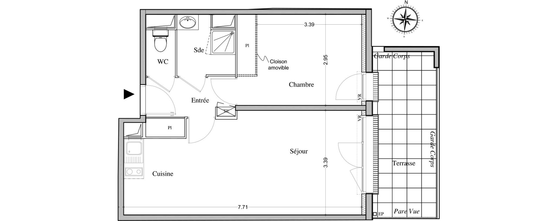 Appartement T2 de 44,85 m2 &agrave; Avignon Montfavet