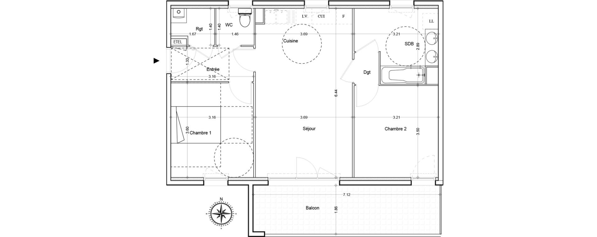 Appartement T3 de 63,40 m2 &agrave; Avignon Rocade sud