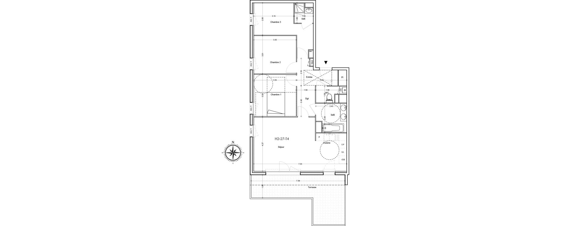 Appartement T4 de 80,00 m2 &agrave; Avignon Rocade sud