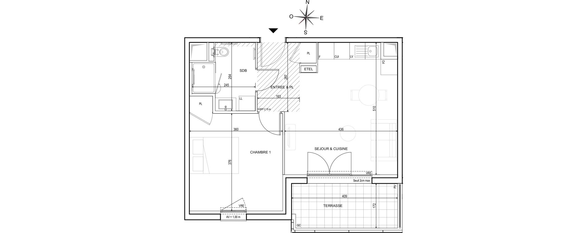 Appartement T2 de 43,56 m2 &agrave; Avignon Lopy-chemin des deux routes