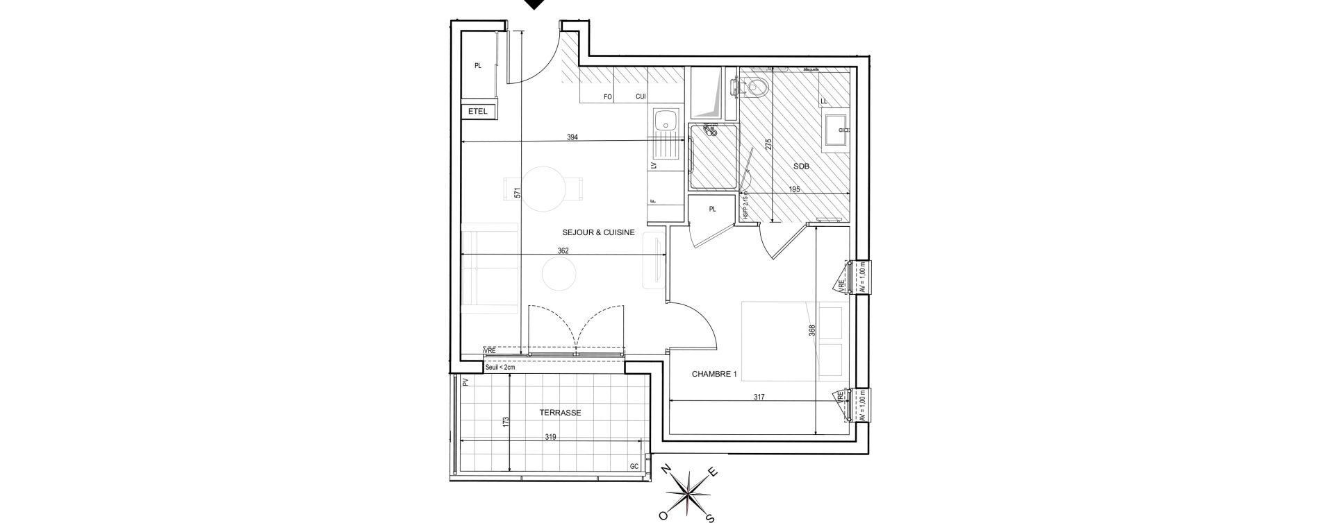 Appartement T2 de 39,32 m2 &agrave; Avignon Lopy-chemin des deux routes