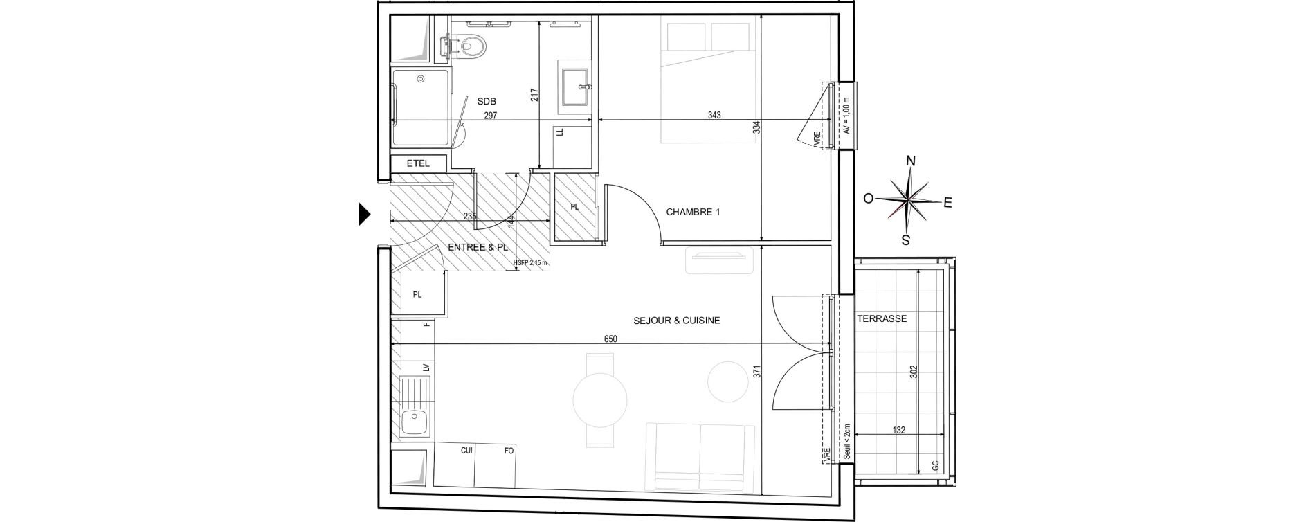 Appartement T2 de 43,91 m2 &agrave; Avignon Lopy-chemin des deux routes