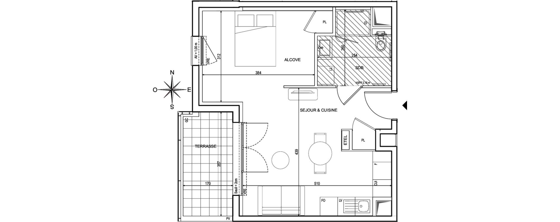 Appartement T1 de 37,73 m2 &agrave; Avignon Lopy-chemin des deux routes