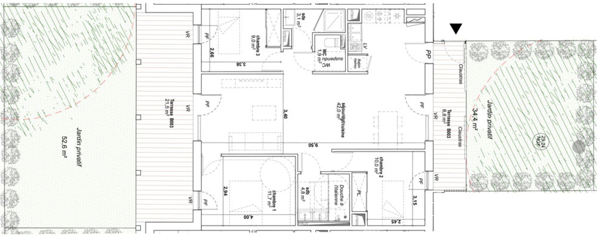 Appartement T4 de 82,50 m2 &agrave; Avignon Montfavet