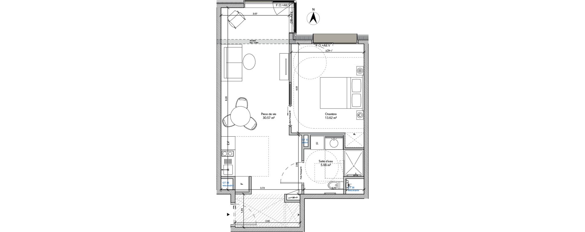 Appartement T2 de 49,85 m2 &agrave; Avignon La pionne