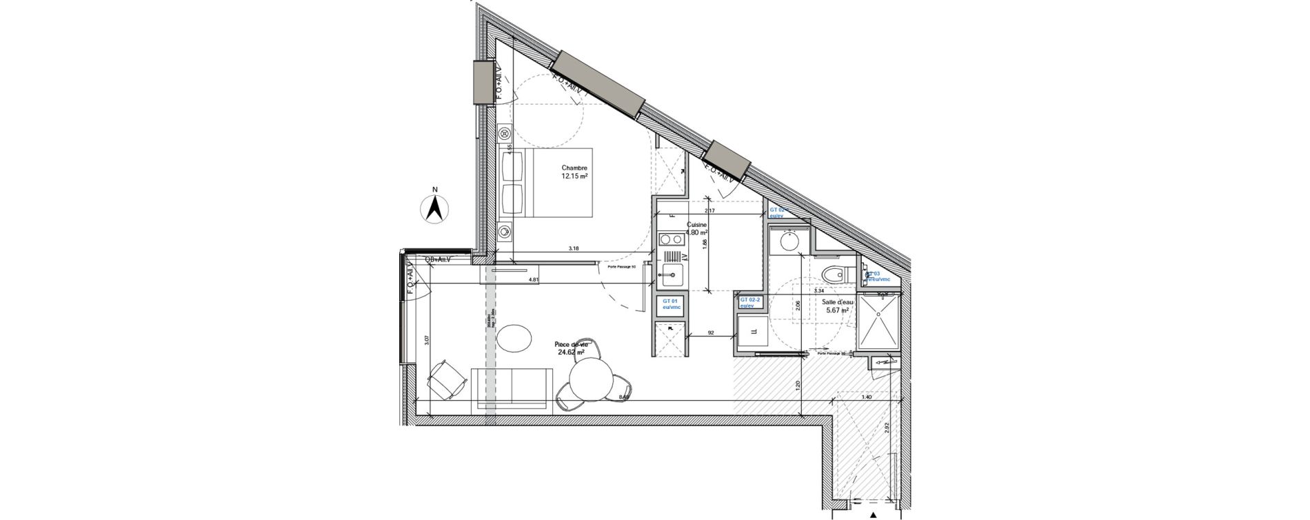 Appartement T2 de 47,25 m2 &agrave; Avignon La pionne